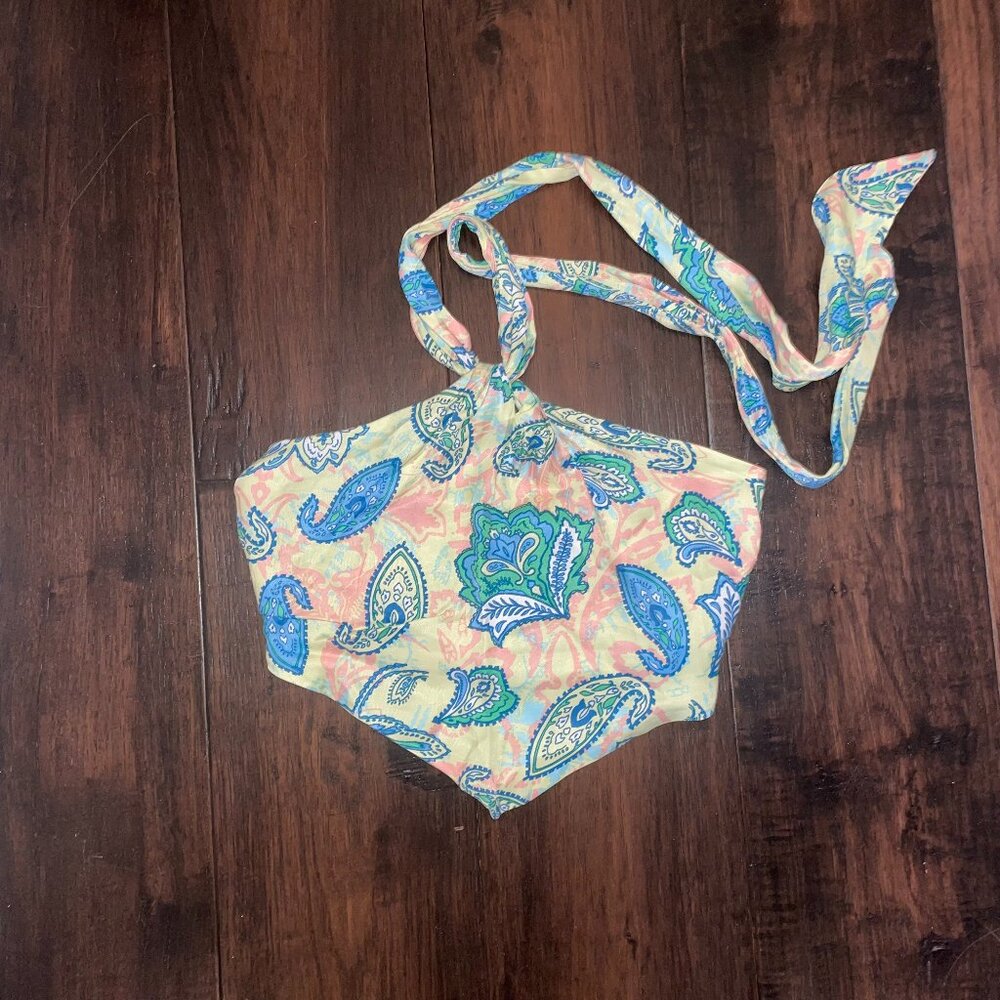 Paisley Cropped Tie Top